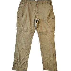 Rugged Exposure Mens 36 Convertible Cargo Pants Khaki Nylon Zip Off Hiking Short